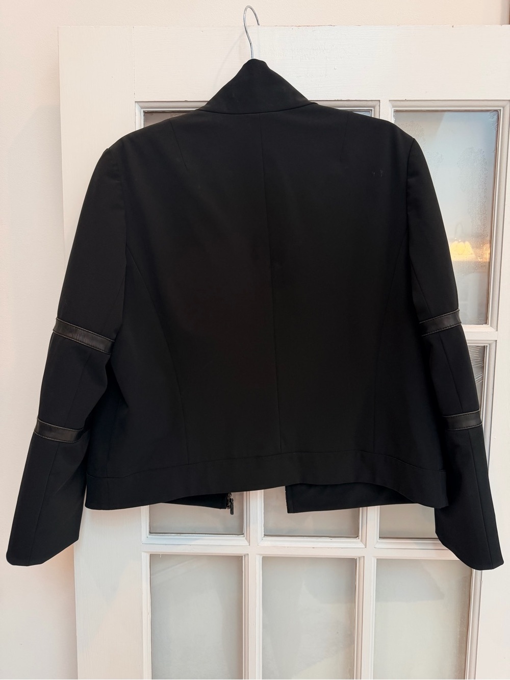 Vintage Carlisle Y2K Black Leather Accents Zip-Front Bomber Jacket Size 10 Med - Picture 5 of 11